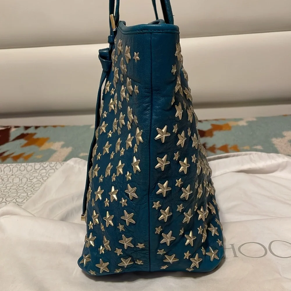Jimmy Choo Teal Star-Studded Tote